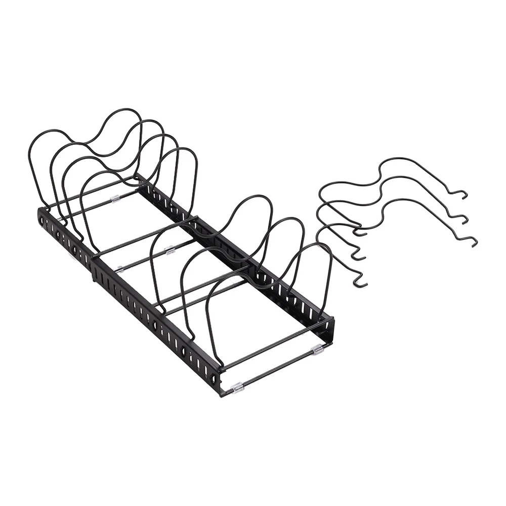 Livingandhome Expandable Pot Pan Lid Rack Pan Organiser with 10 Dividers - Image 2