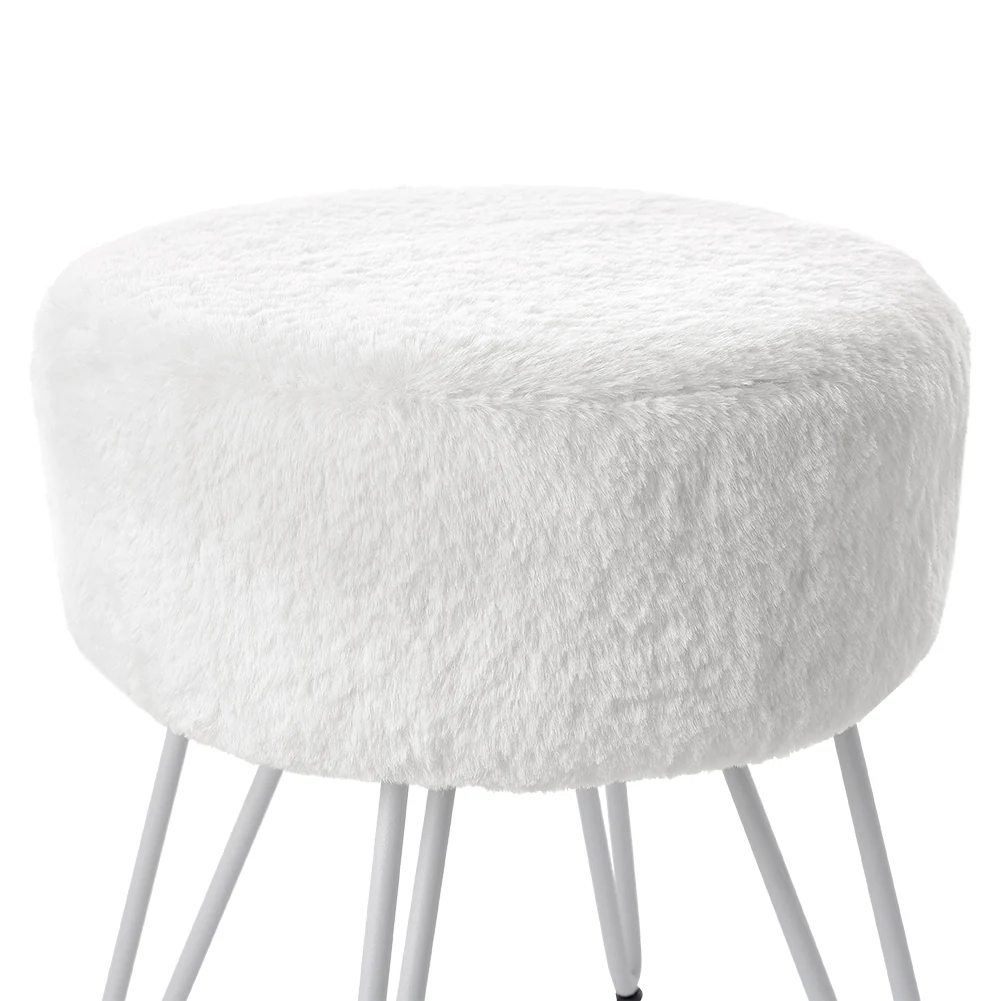 Livingandhome Faux Fur Upholstered Vanity Stool - Image 4