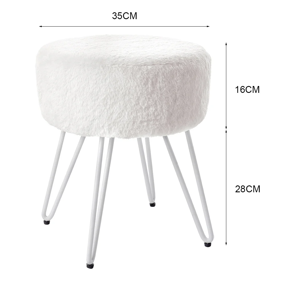 Livingandhome Faux Fur Upholstered Vanity Stool - Image 5