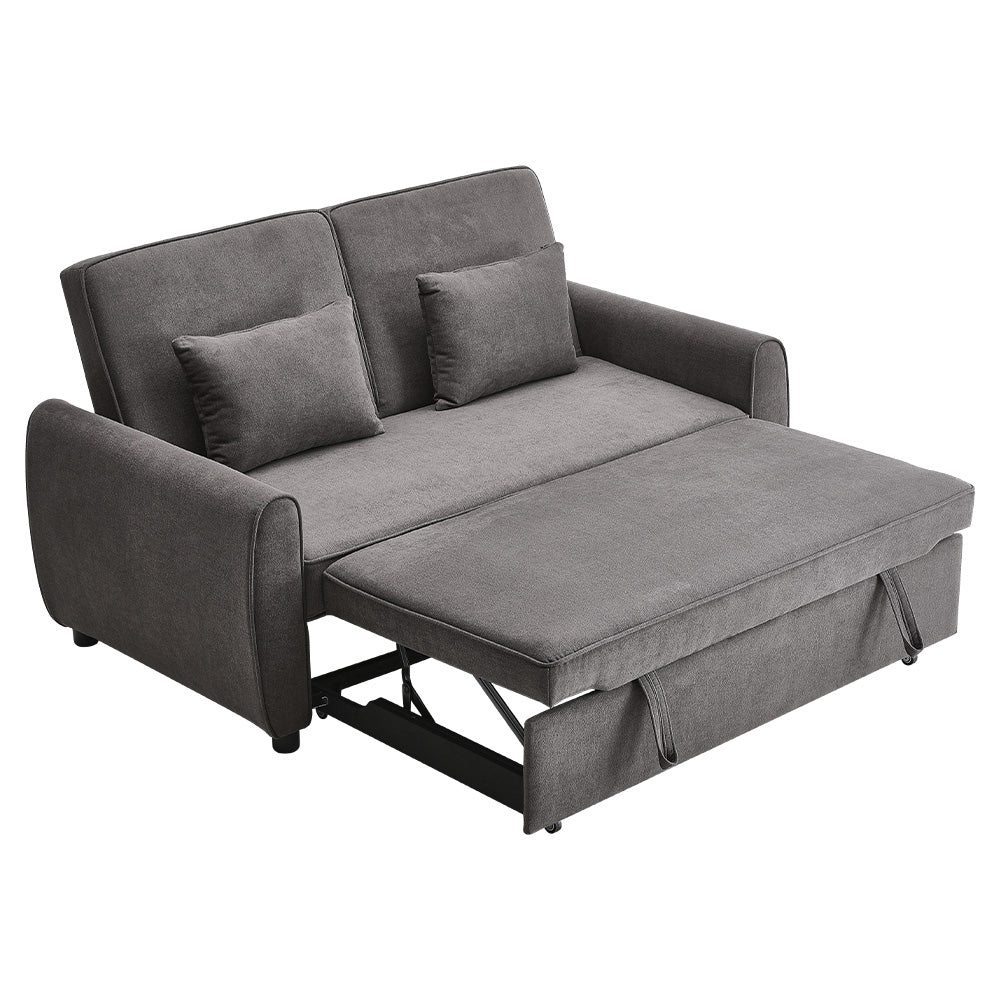 Livingandhome Grey Convertible Sofa Bed with 2 Pillows - Image 4