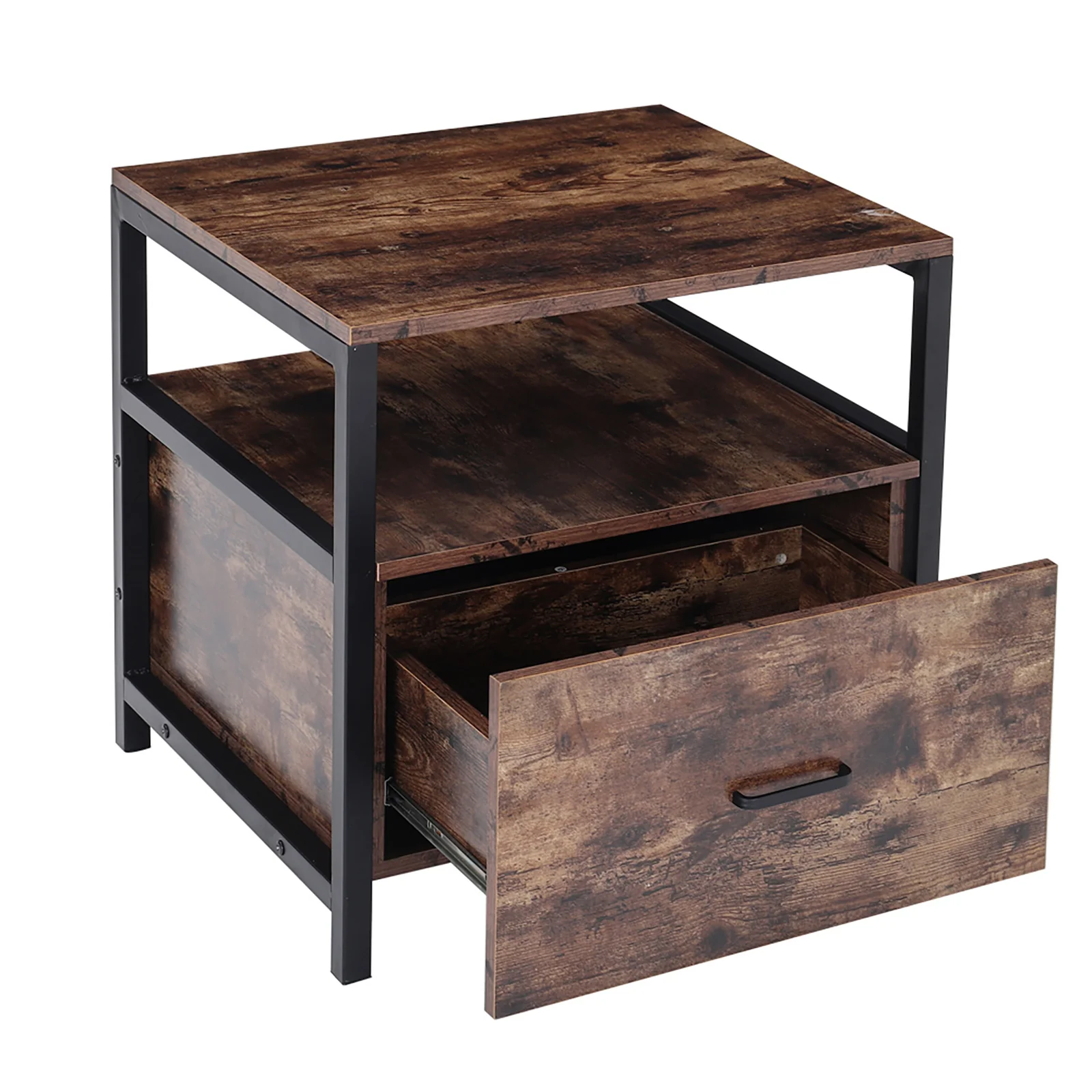 Livingandhome Industrial 1 Drawer Bedside Table Bedroom - Image 5