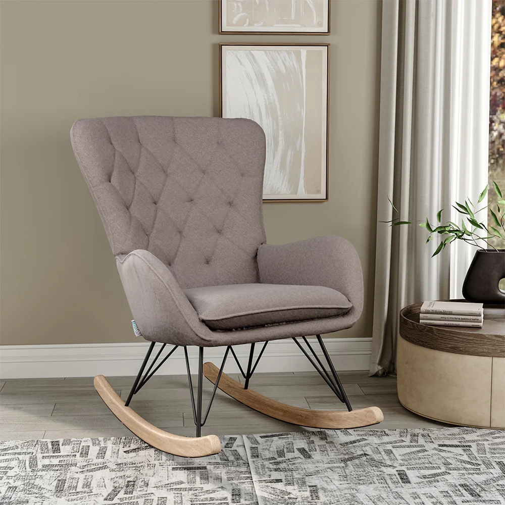 Livingandhome Light Brown Terry Cloth Rocking Chair - Image 2