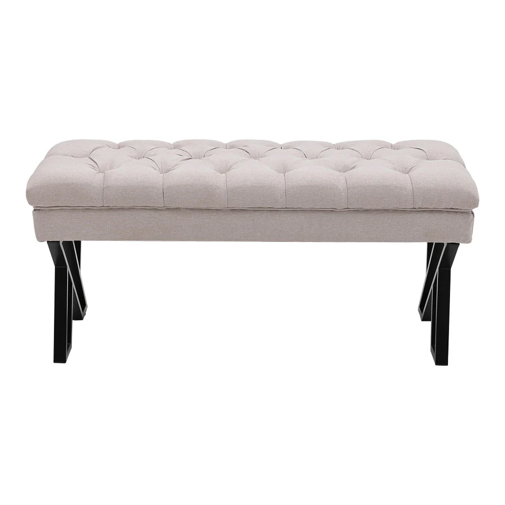 Livingandhome  Mid Century Metal Upholstered Bench - Image 6
