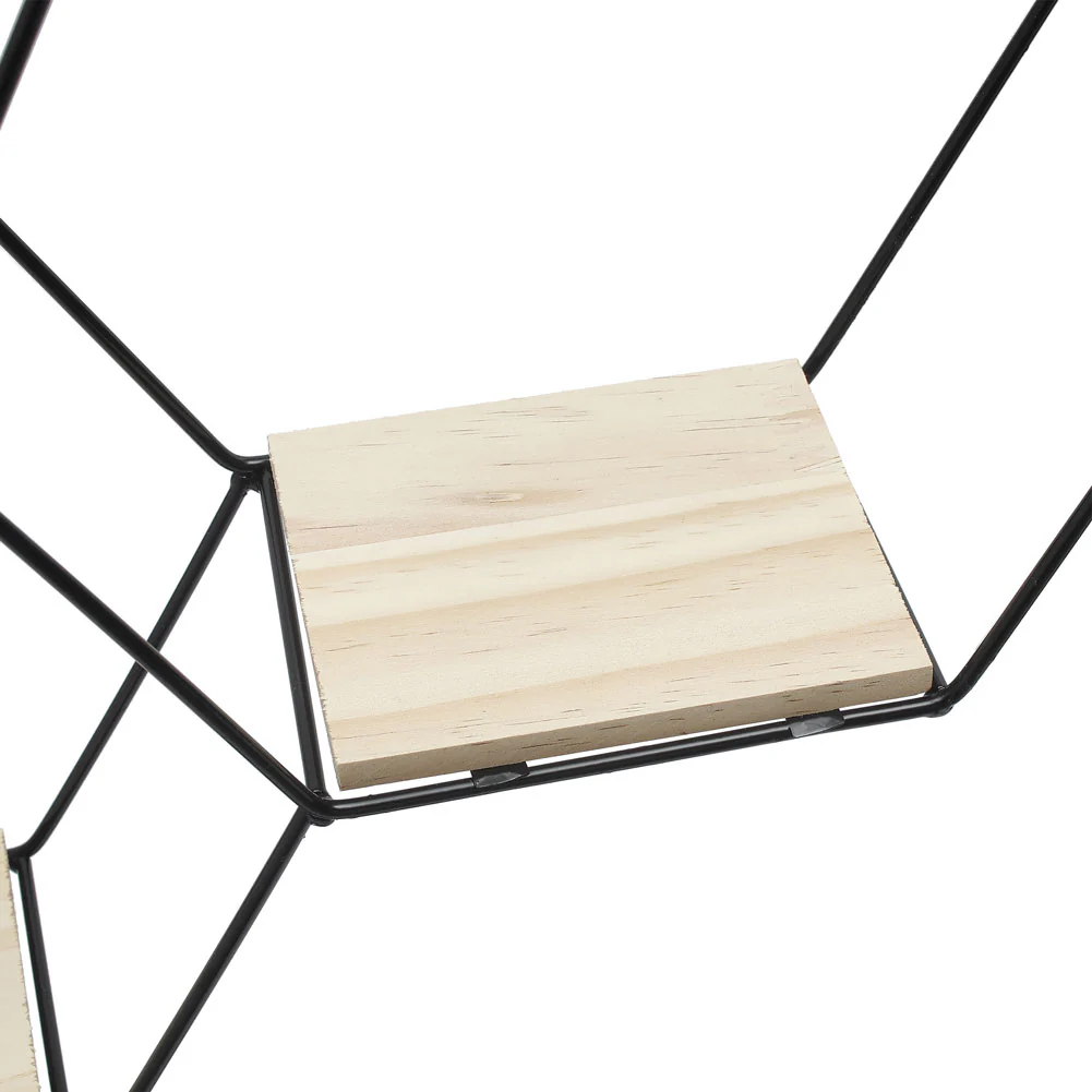 Livingandhome Modern Hexagon Wall Shelf with Iron Frame - Image 5