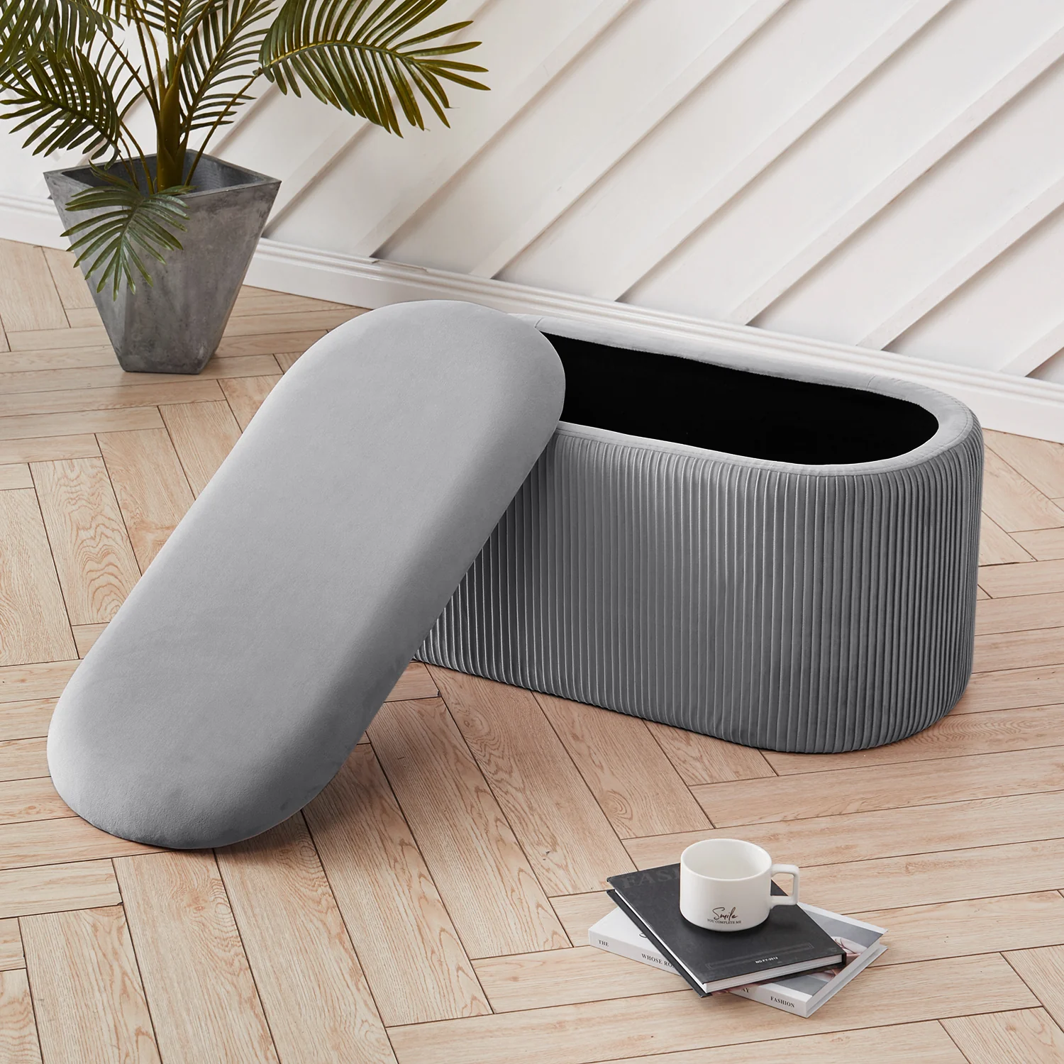 Livingandhome Modern Pleated Storage Stools - Image 2