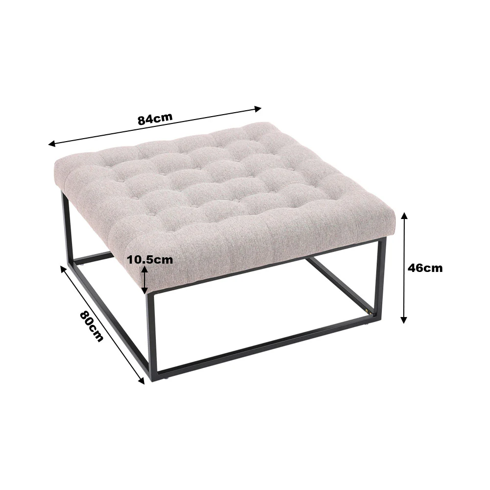 Livingandhome Modern Square Linen Ottoman Stool - Image 3