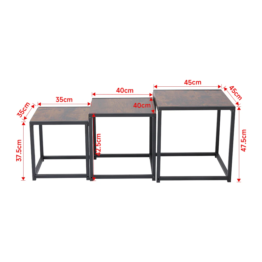 Livingandhome Multi-Purpose 3-Tier Nesting Side Table Collection - Image 3