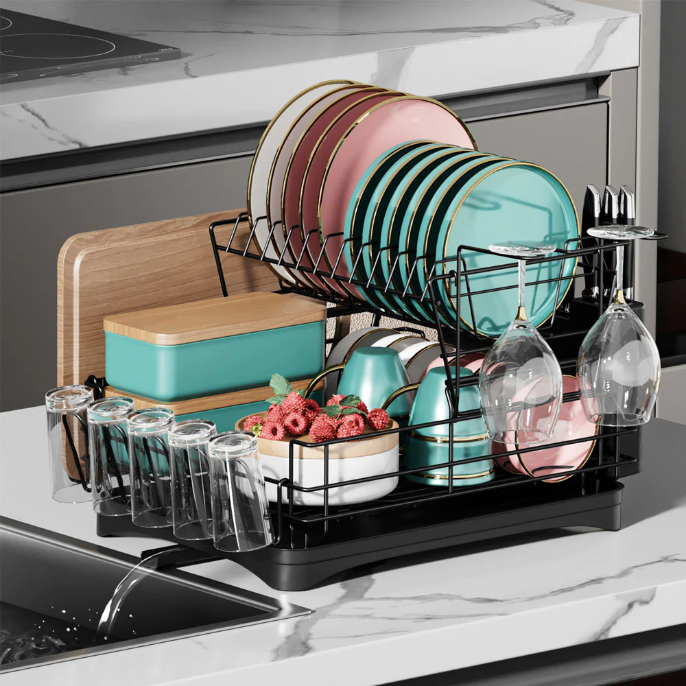 Livingandhome Multifunctional 2 Tier Detachable Dish Drainer Rack - Image 3