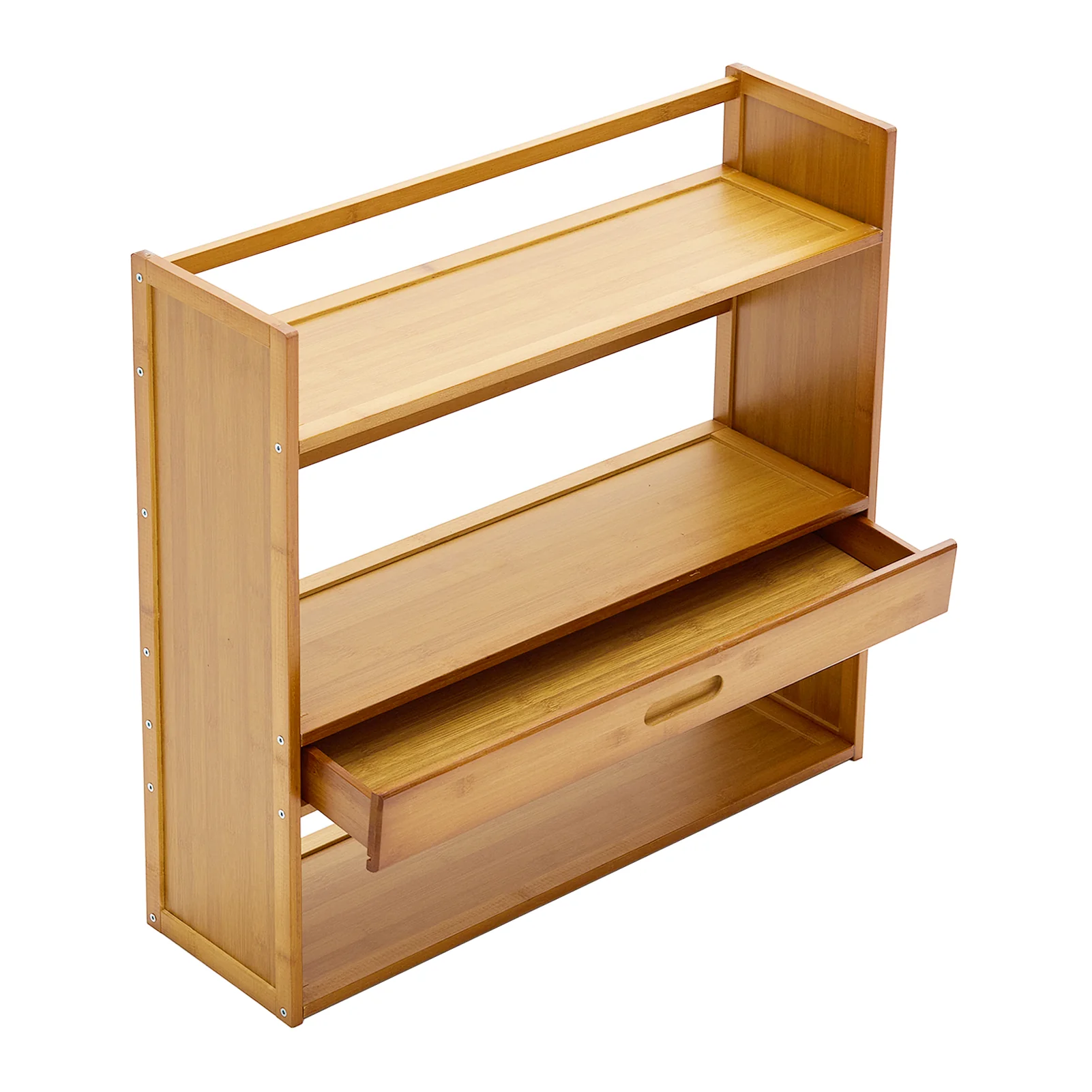 Livingandhome Natural Bamboo 3-Tier Desk Bookshelf - Image 2