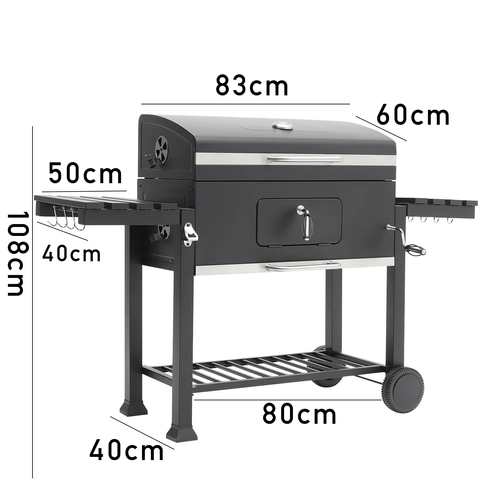 Livingandhome Outdoor Charcoal Grill With Side Table BBQ Patio - Image 7