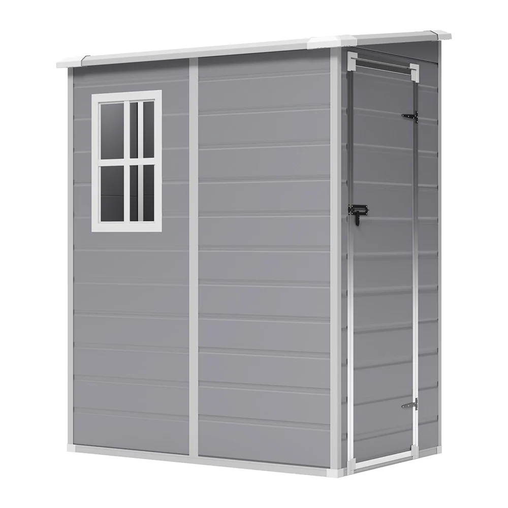Livingandhome 4 X 5 Ft Lean-To Garden Storage Shed With Lockable Door & Window - Heavy Duty Plastic Outdoor Tool Shed - Image 3