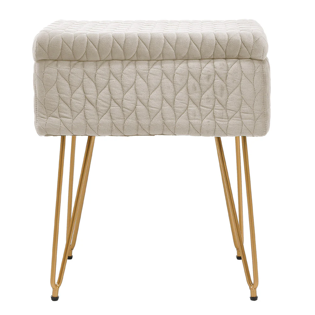 Livingandhome Rectangle Upholstered Storage Ottoman Vanity Stool - Image 7