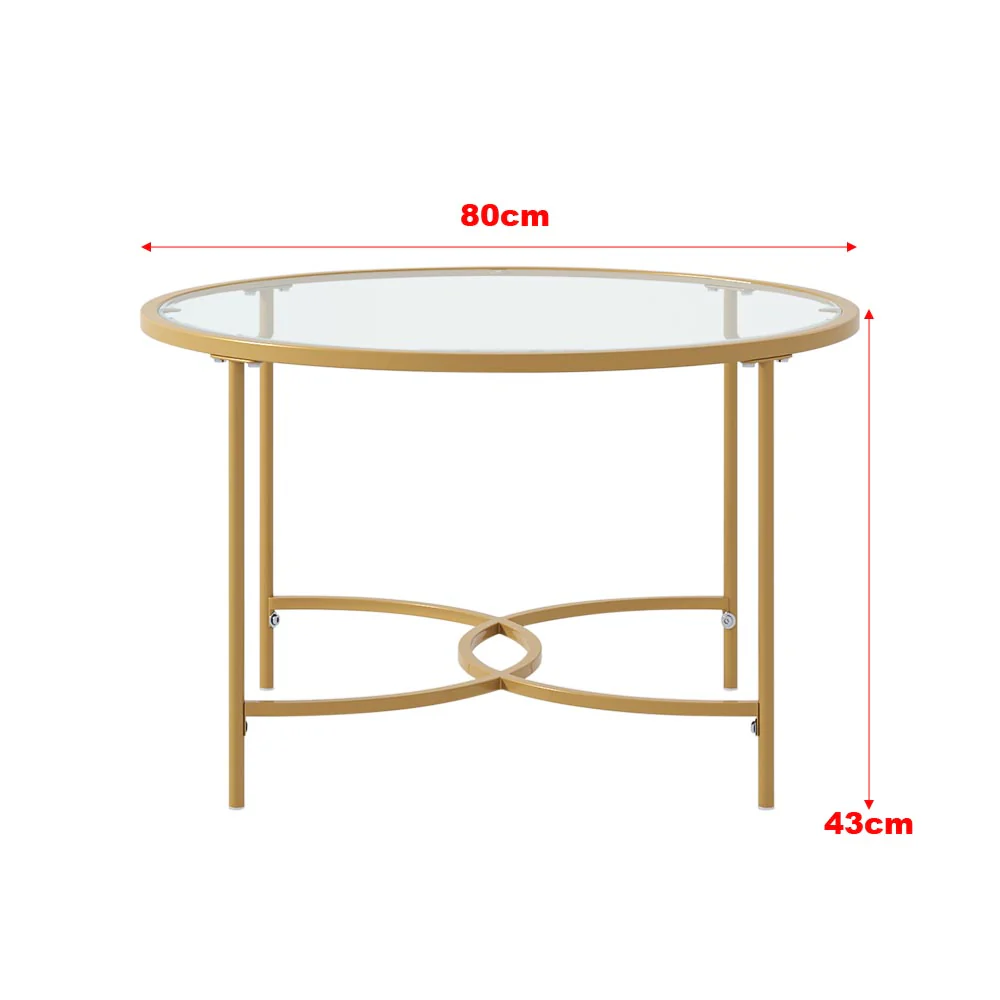 Livingandhome Round Metal Frame Glass Coffee Table - Image 3