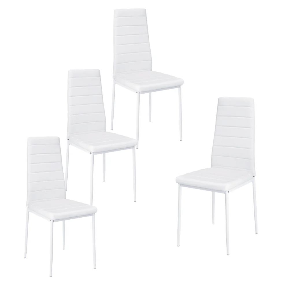 Livingandhome Set of 4 Modern Faux Leather Armless High Back Dining Chairs - Image 2