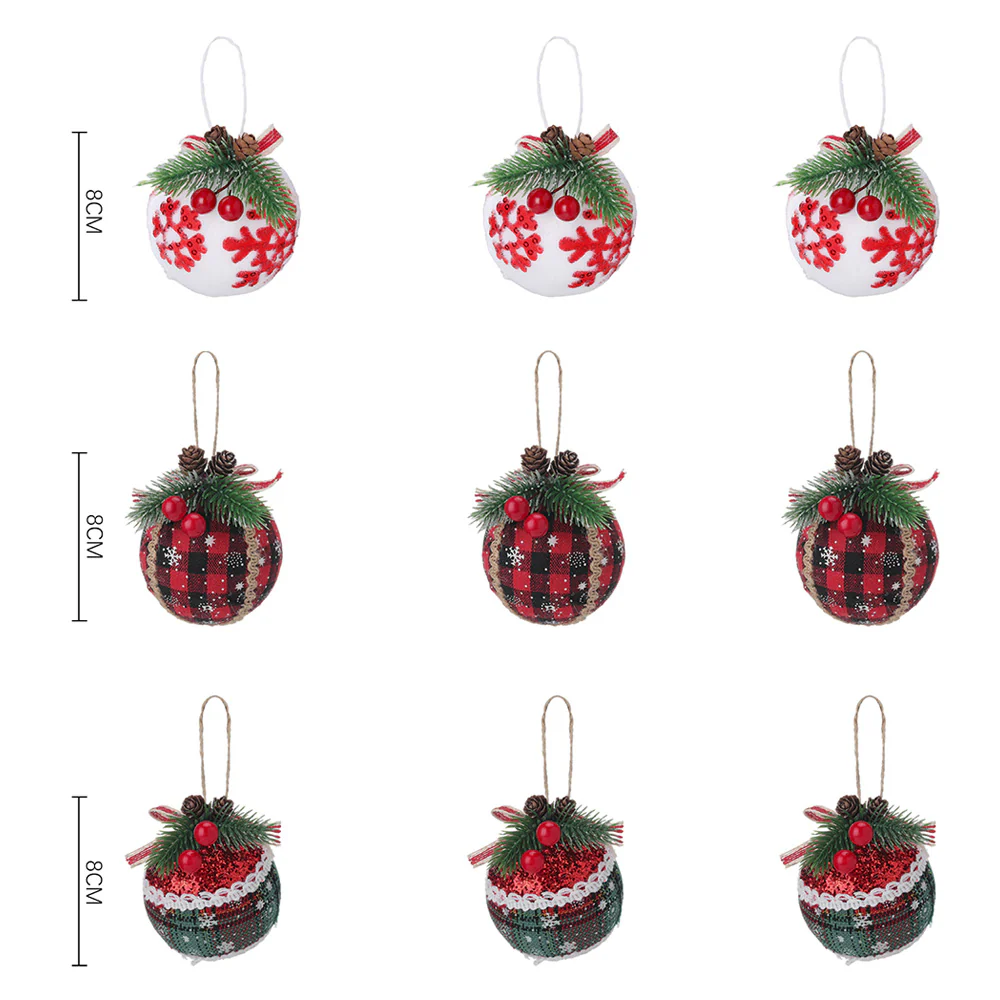 Livingandhome Set Of 9 Christmas Ball Ornaments Hanging Decorations - Image 7