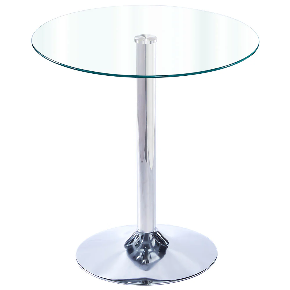 Livingandhome Small Round Clear Glass Top Dining Table with Pedestal Base - Image 5