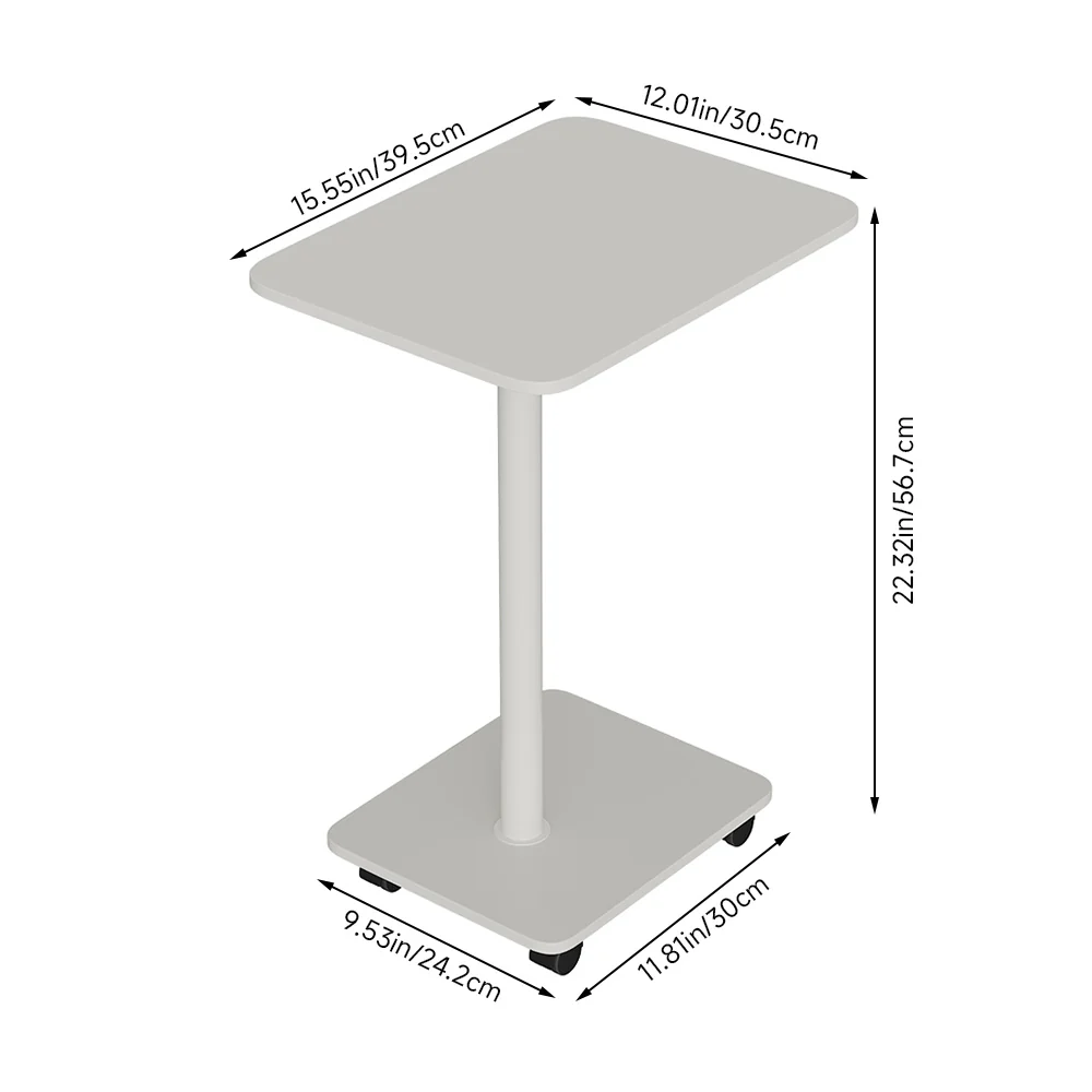 Livingandhome Sofa Bed Side Table with Wheels and Storage - Image 3