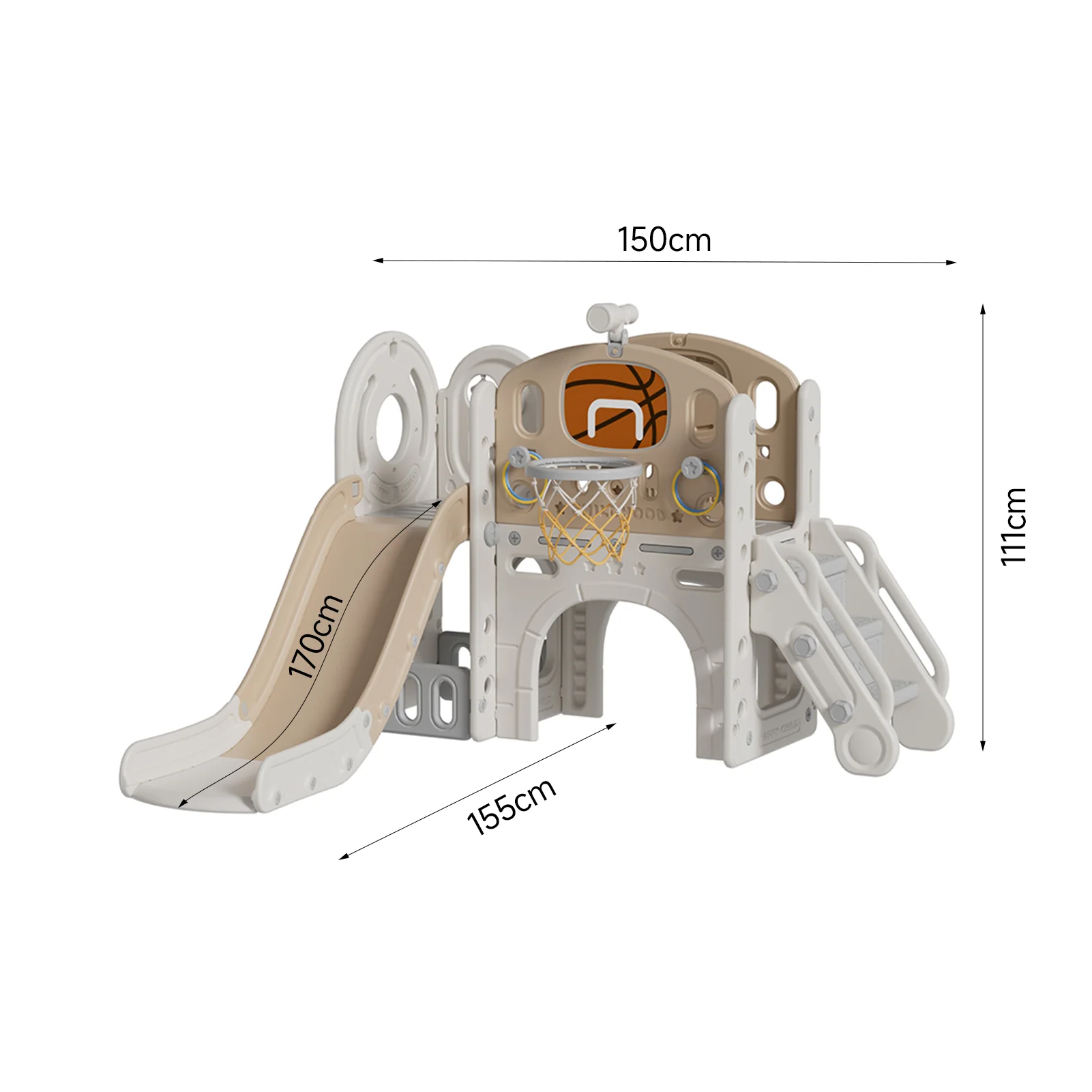 Livingandhome Toddler Slide and Climber Playset with Basketball Hoop and Telescope - Image 2