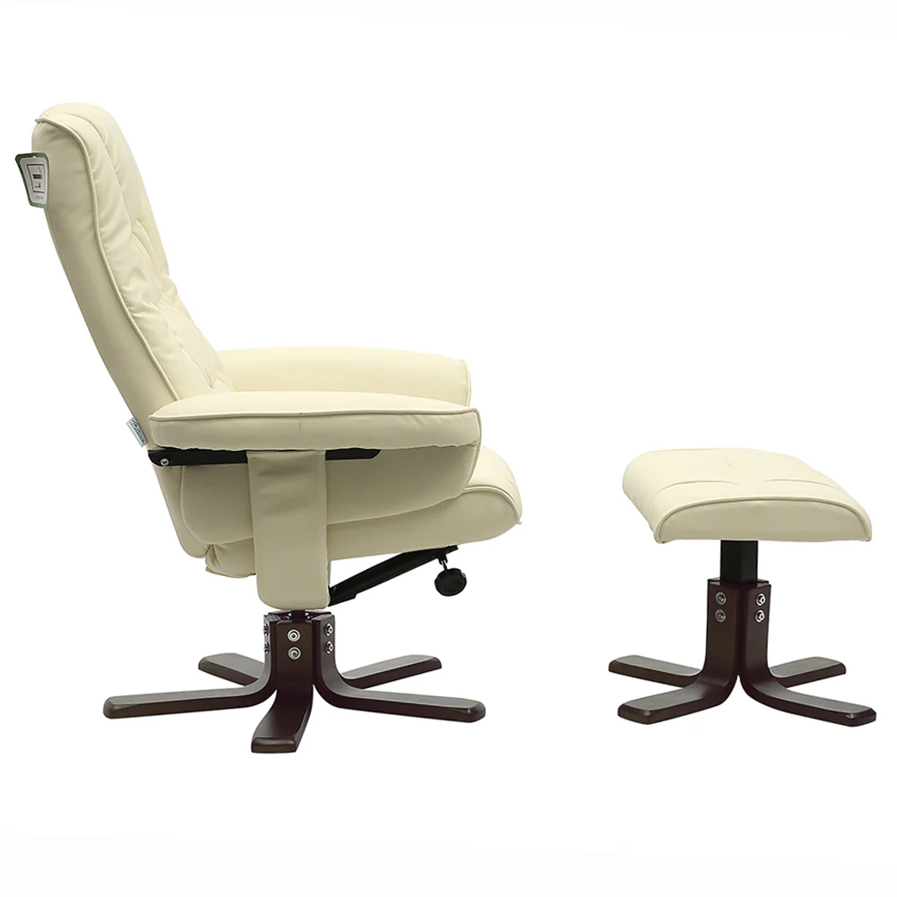 Livingandhome Upholstered Swivel Recliner Chair with Ottoman - Image 3