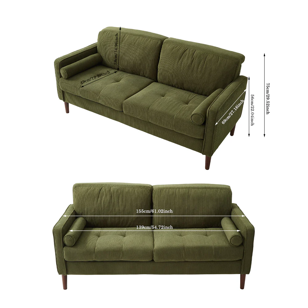 Livingandhome Upholstered Two-seater Sofa - Image 3