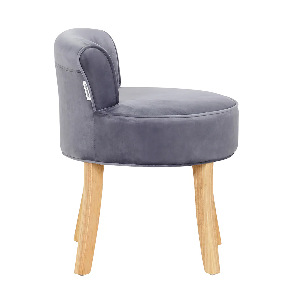 Livingandhome Velvet Soft Seat Low Back Vanity Stool Dressing Table Chair - Image 5