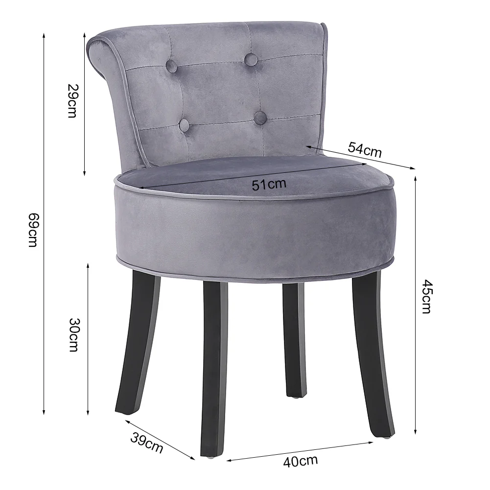 Livingandhome Velvet Vanity Stool With Thick Cushion - Image 6