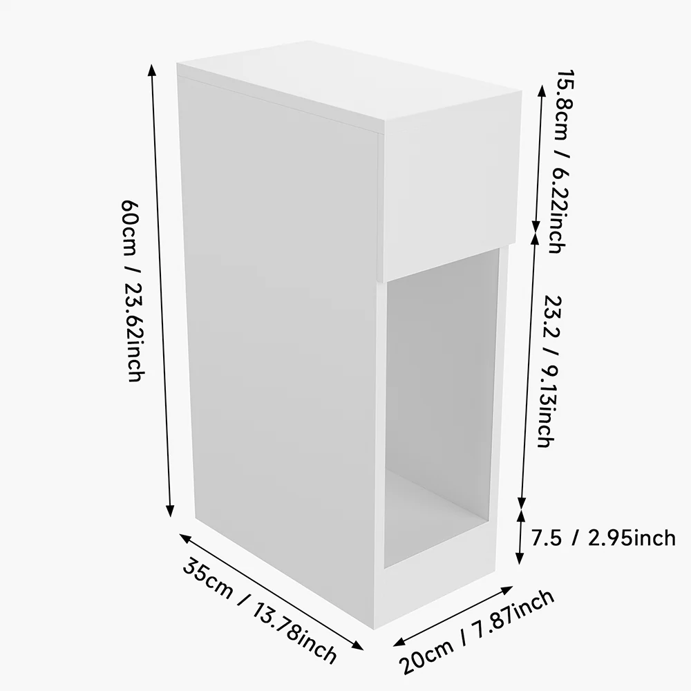 Livingandhome White Bedside Table with a Drawer - Image 4