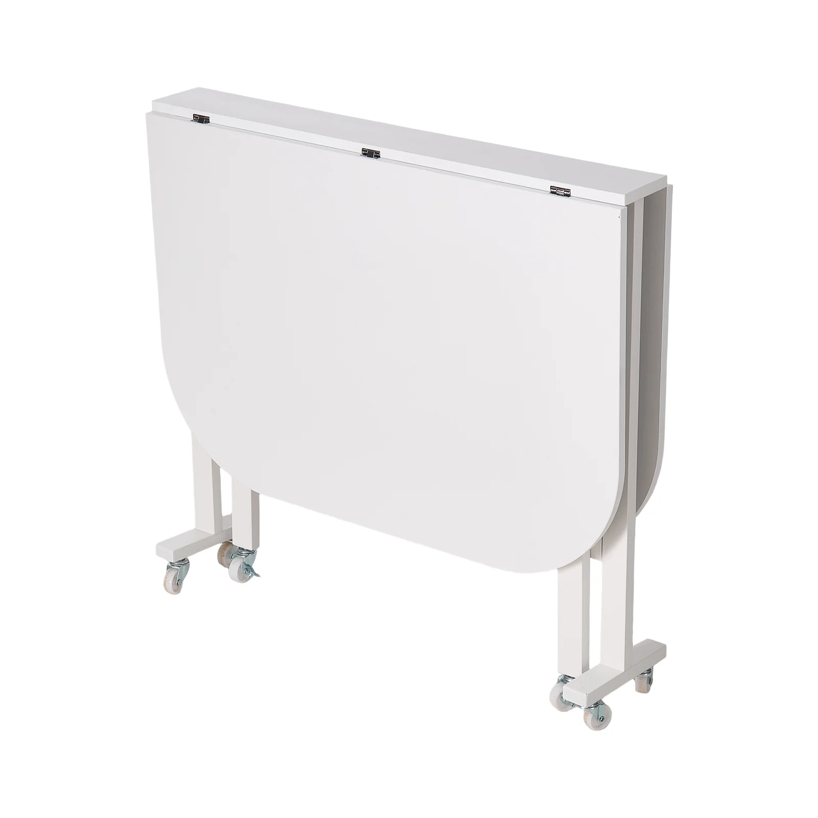 Livingandhome White Folding Dining Table with Wheels - Image 5