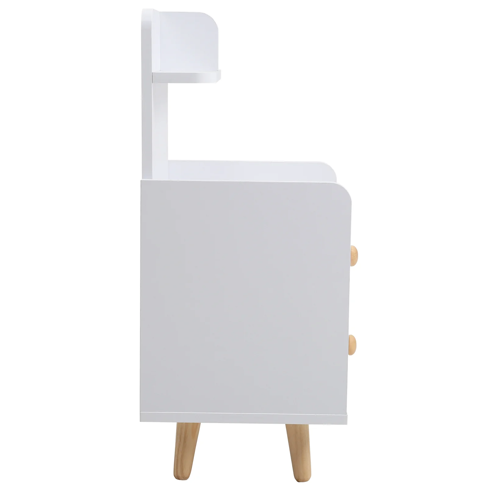 Livingandhome Wooden 2-Drawer Bedside Table Nightstand with a Shelf and Wooden Legs - Image 4