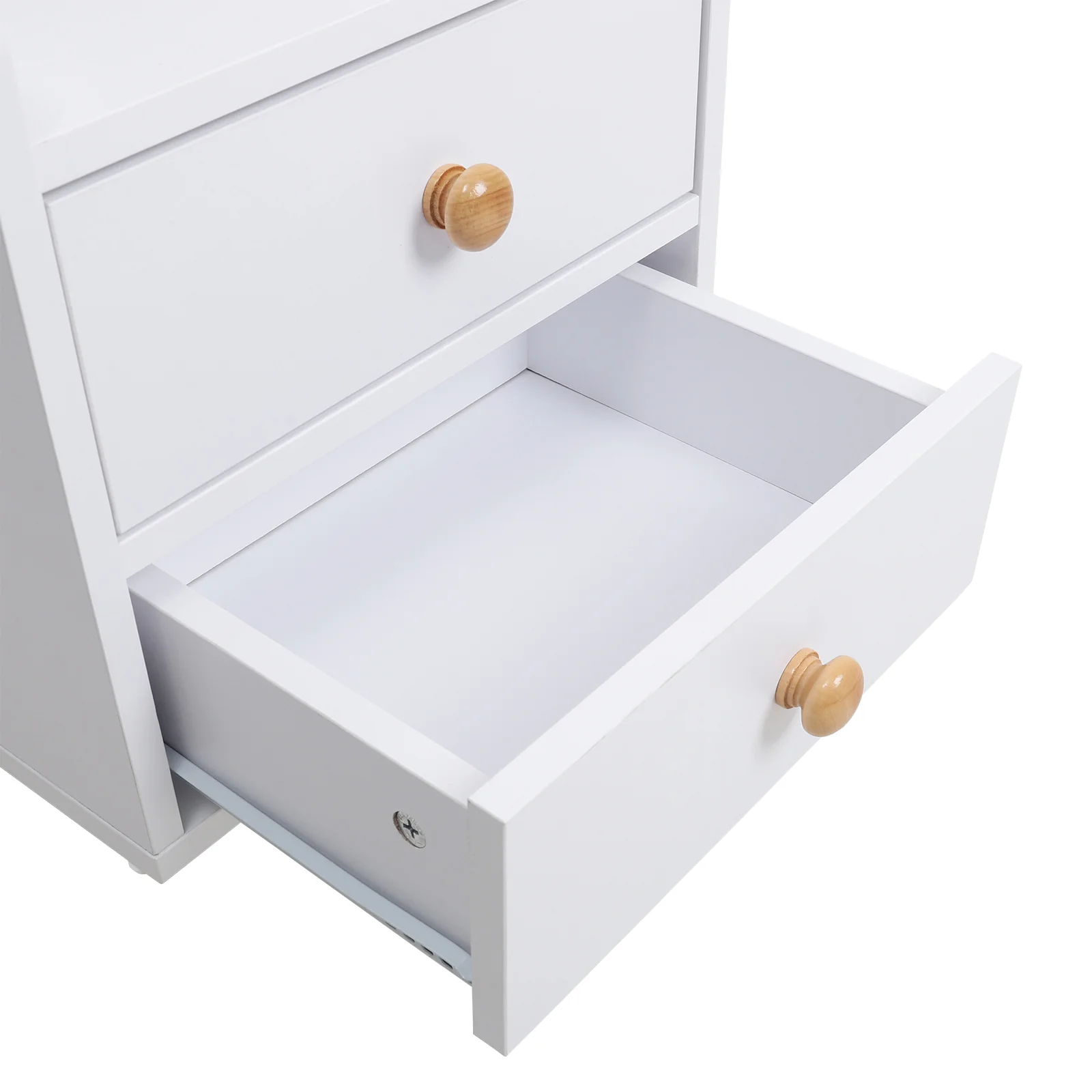 Livingandhome Wooden 2-Drawers Bedside Table Nightstand with a Shelf - Image 6