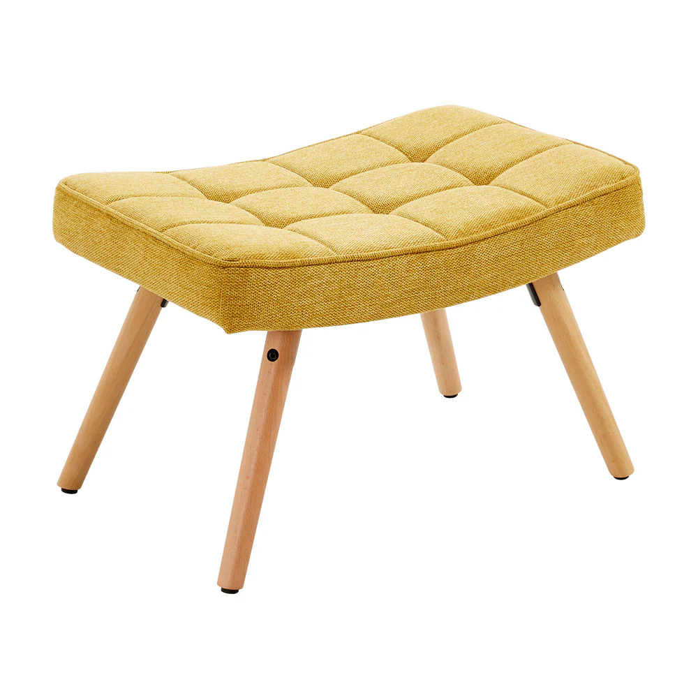 Livingandhome Yellow Linen Armchair with Matching Footstool - Image 5