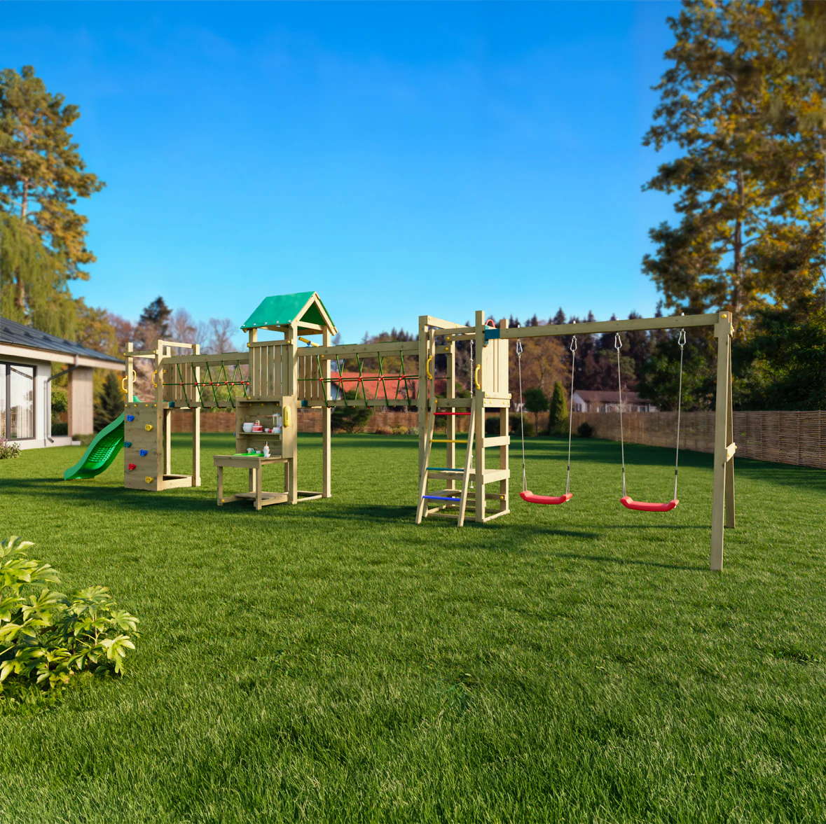 Longo Maxi - Wooden Climbing Frame With Slide, Swings, Telescope And Mud Kitchen - Image 5