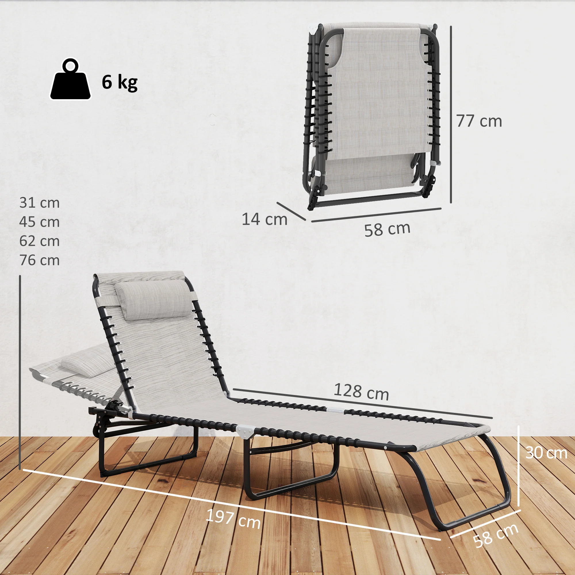 Outsunny Reclining Sun Lounger - Image 12