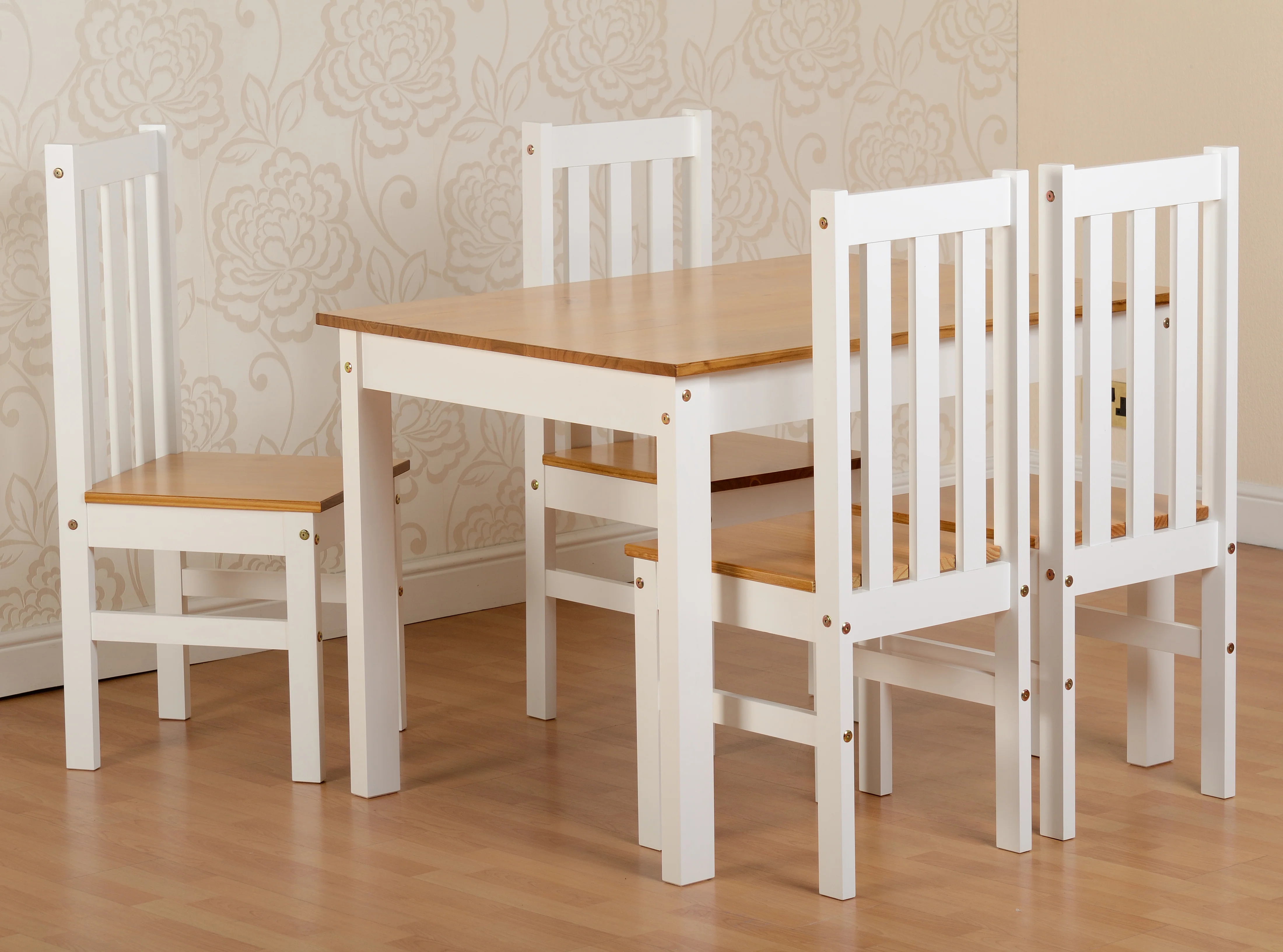 LUDLOW 1+4 DINING SET - WHITE/OAK EFFECT - Image 3
