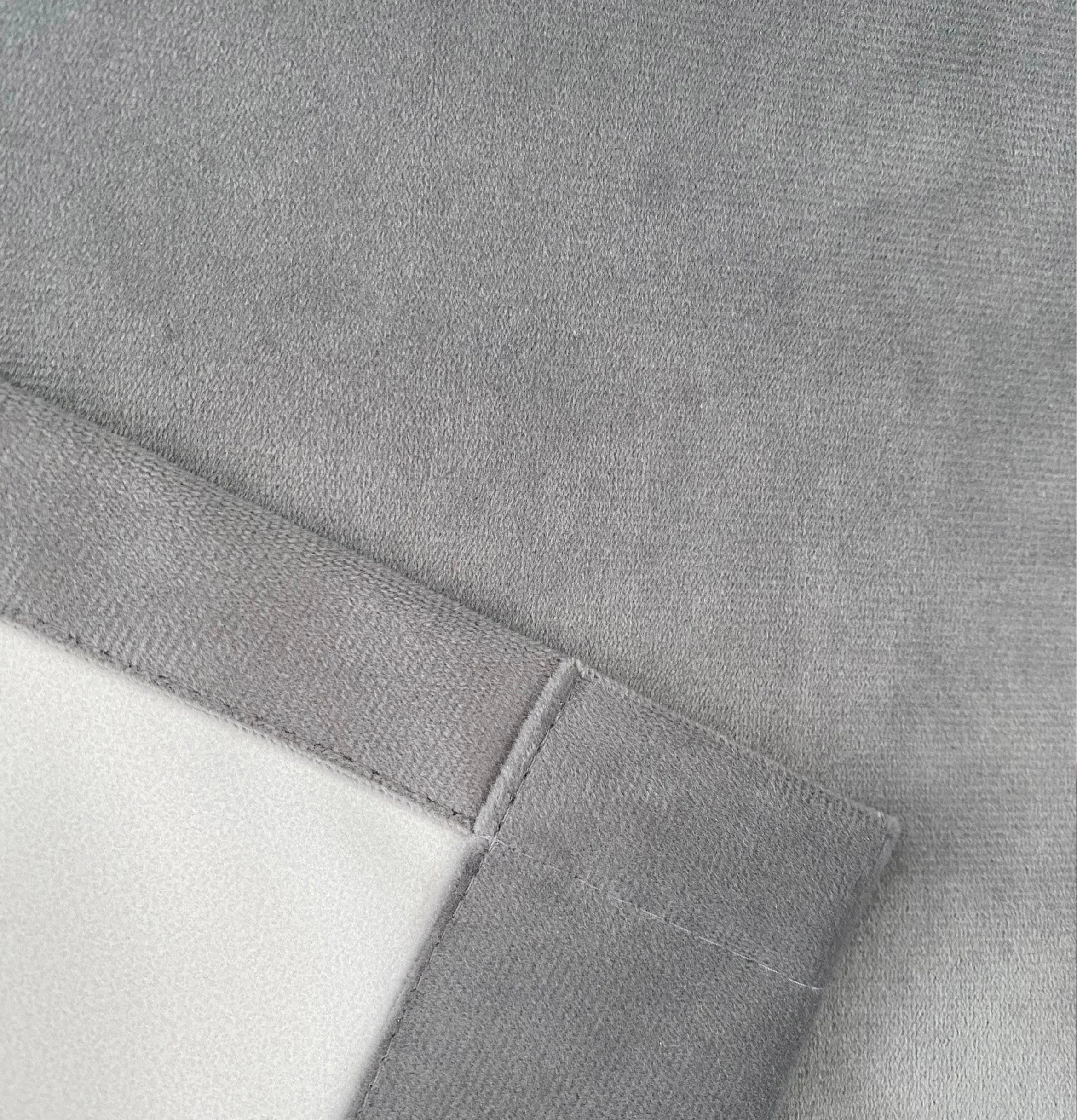 Luxury Enhanced Living Grey Velvet, Supersoft, 100% Blackout, Thermal Pair of Curtains with Eyelet Top - Image 5