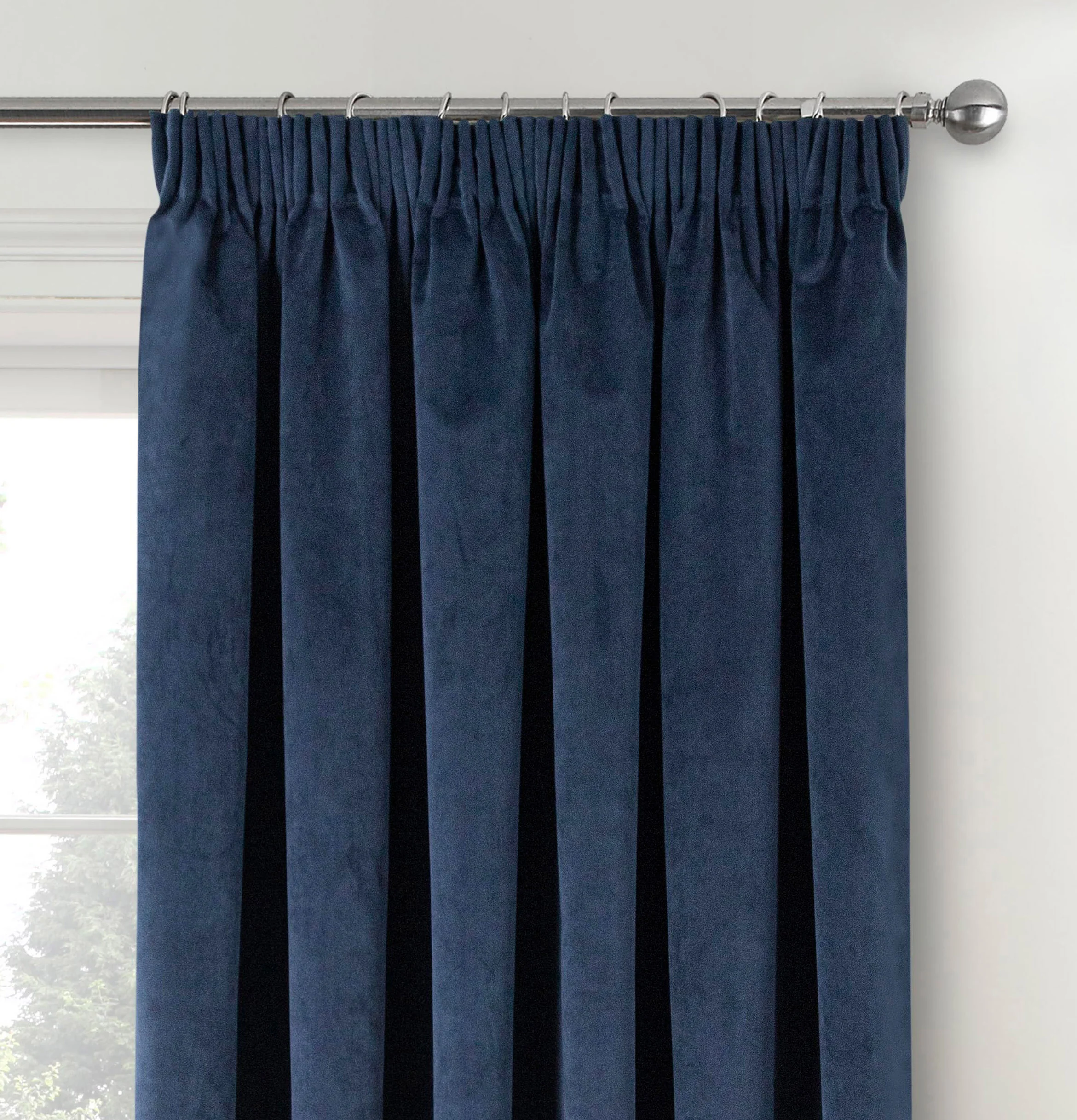 Luxury Enhanced Living Navy Velvet, Supersoft, 100% Blackout, Thermal Curtains with Tape Top - Pair - Image 3