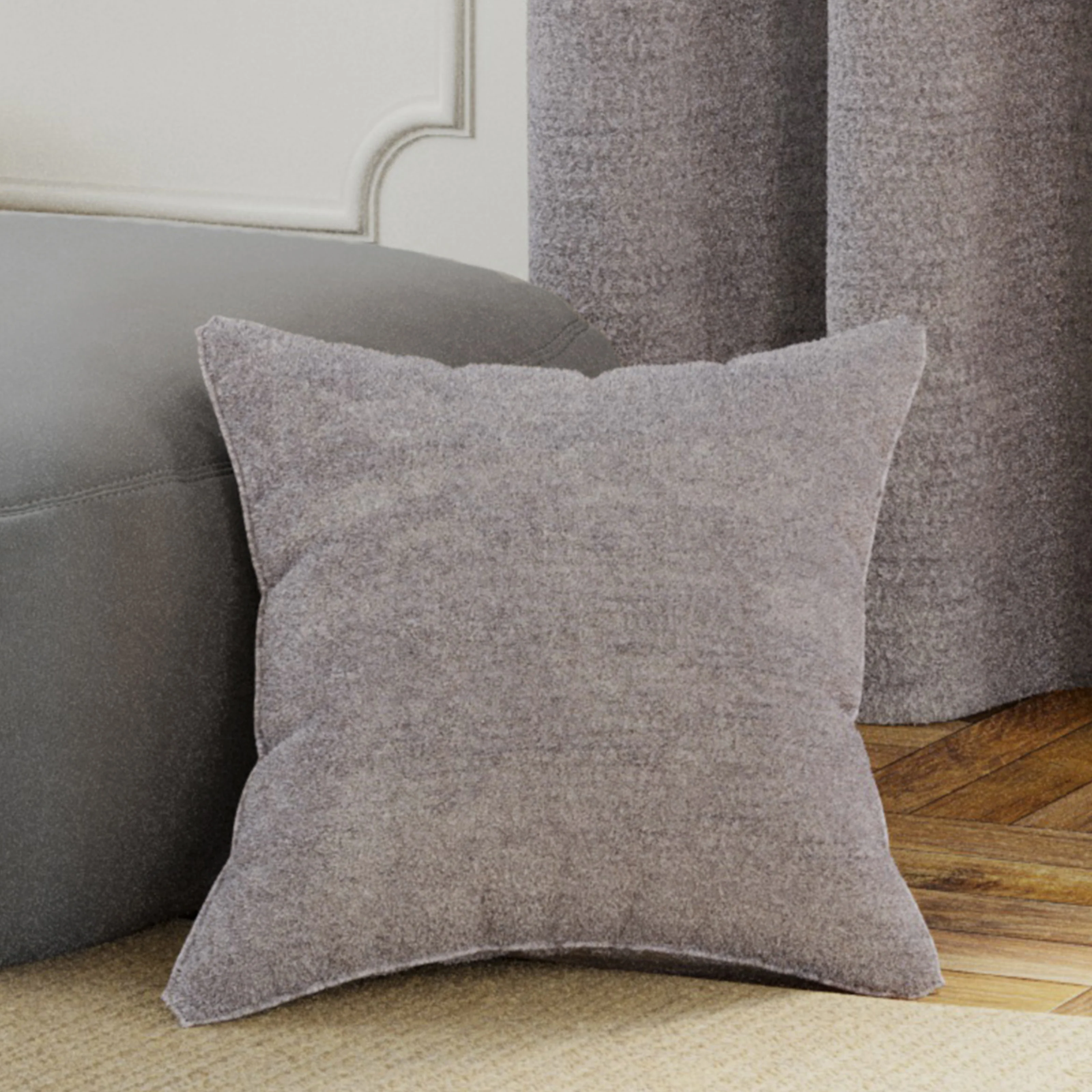 Luxury Enhanced Living Pair Of Royale Boucle Silver Cushion Covers - 43x43cm - Cases Only - Image 2