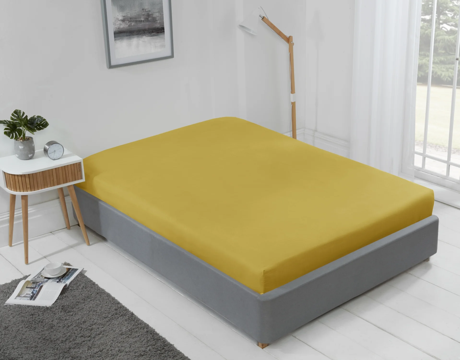 Lyla Fitted Sheet In Ochre - King Size