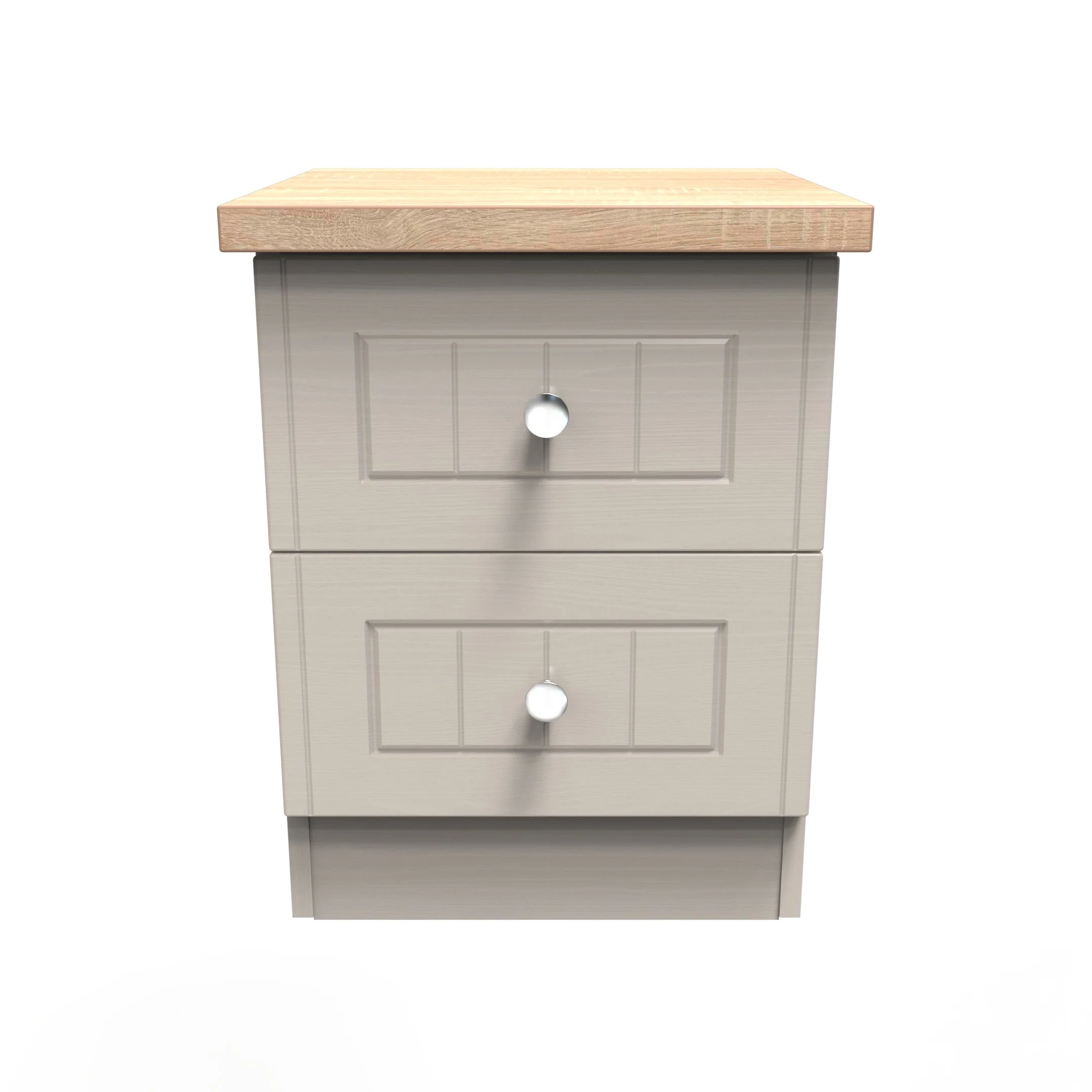 Lynton Ready Assembled 2 Drawer Bedside Cabinet In Kashmir Ash & Bardolino Oak