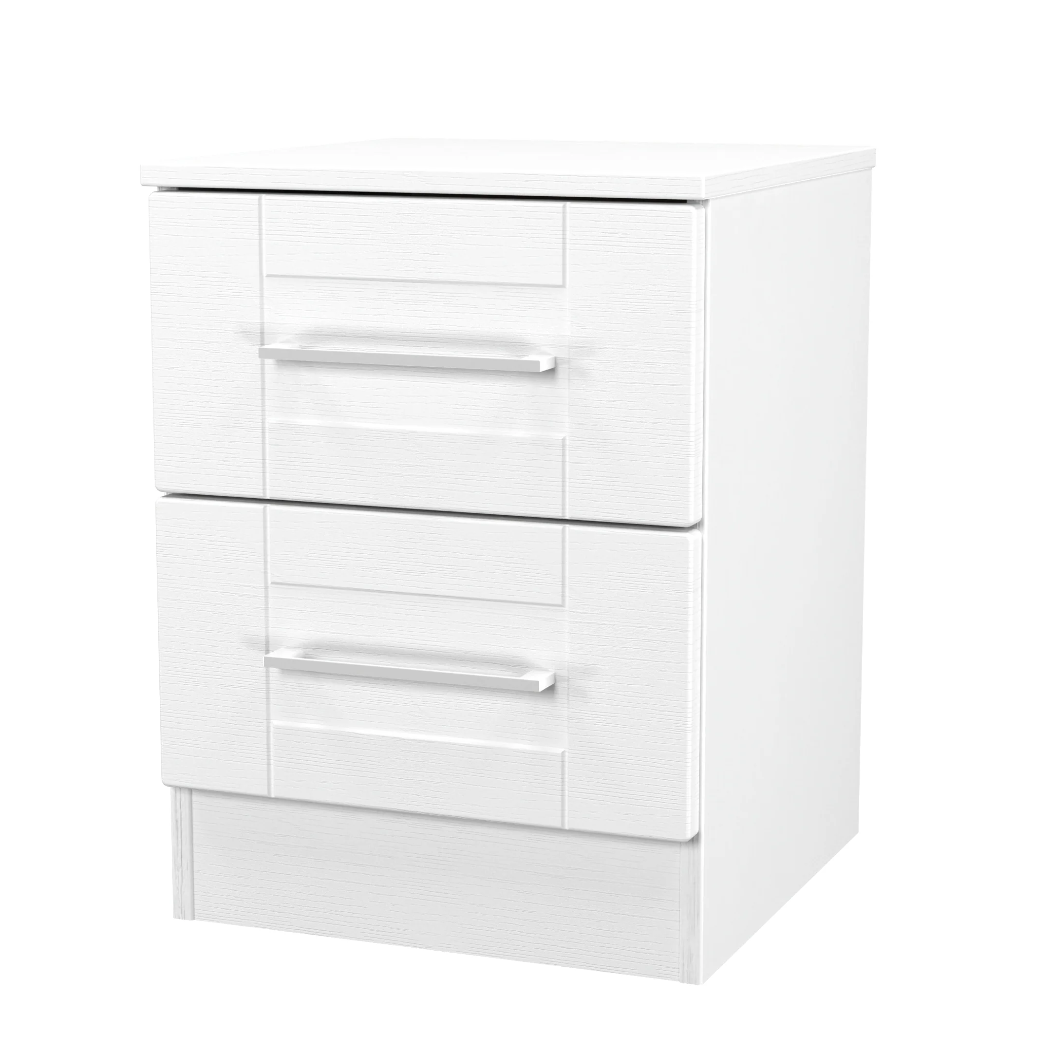 Malton Ready Assembled 2 Drawer Bedside Cabinet in White Ash - Image 4
