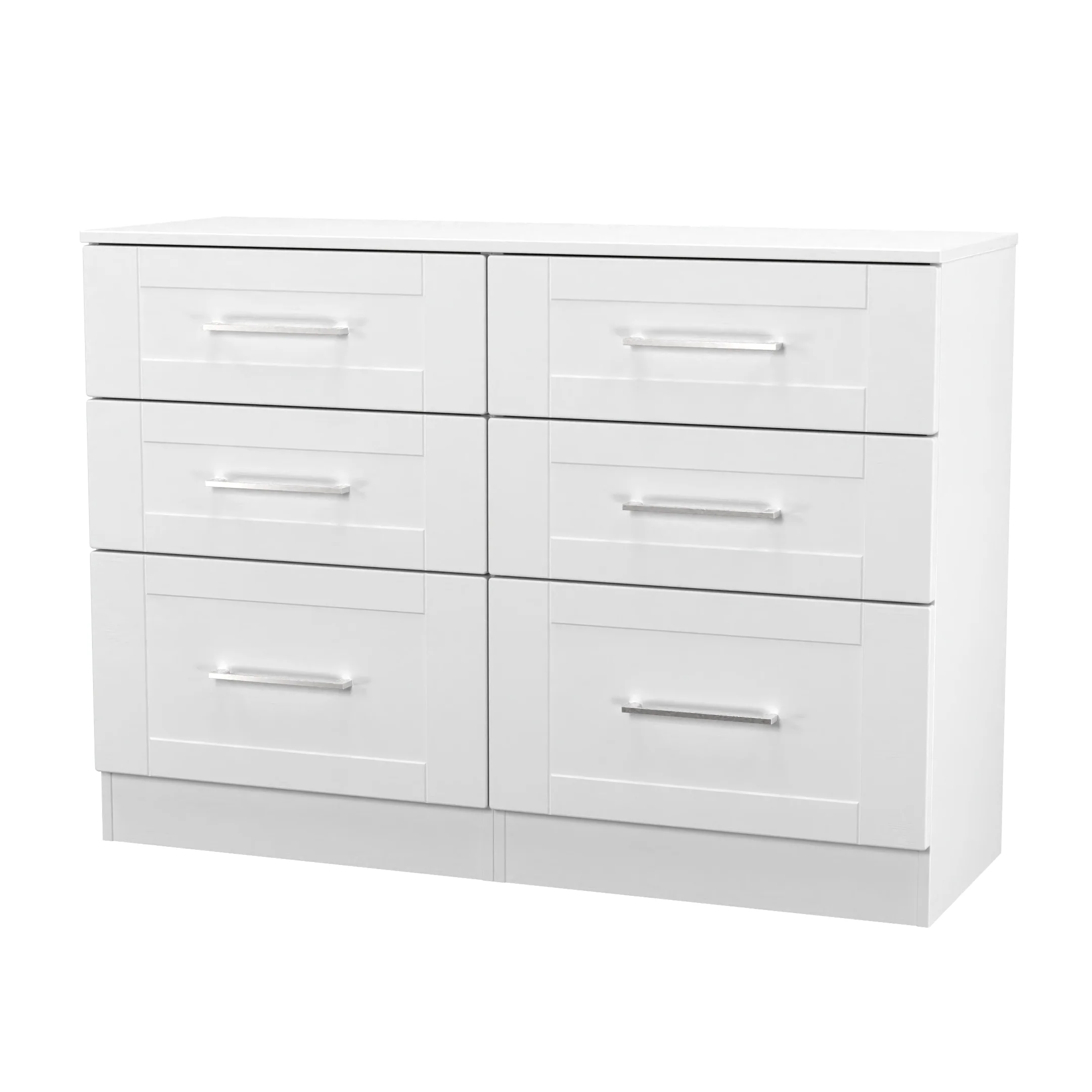 Malton Ready Assembled 6 Drawer Wide Chest in White Ash - Image 4