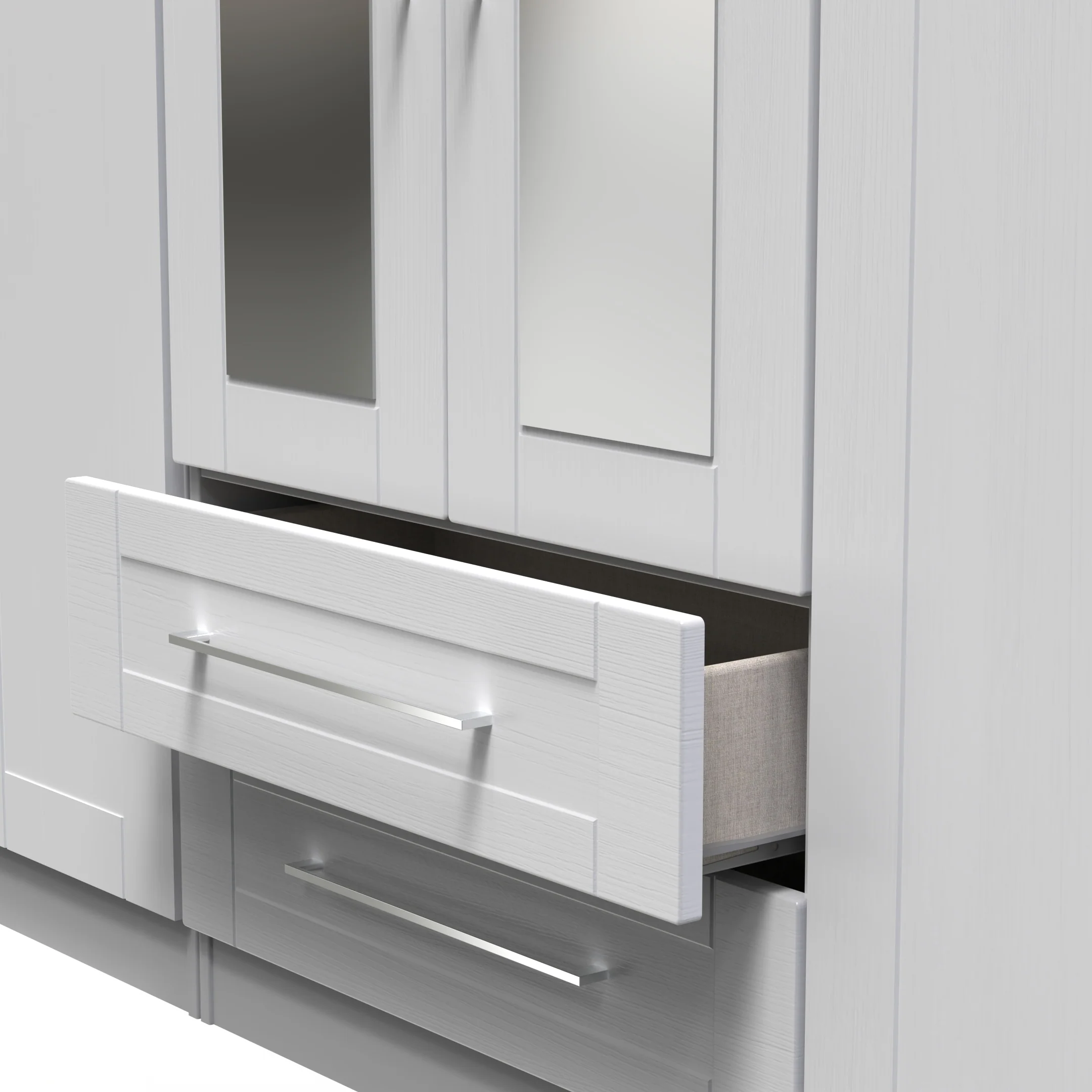 Malton Ready Assembled Tall 6 Door 2 Drawer 2 Mirror Wardrobe in Grey Ash - Image 8