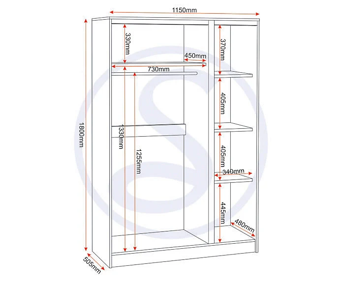 MALVERN 3 DOOR WARDROBE - GREY - Image 5