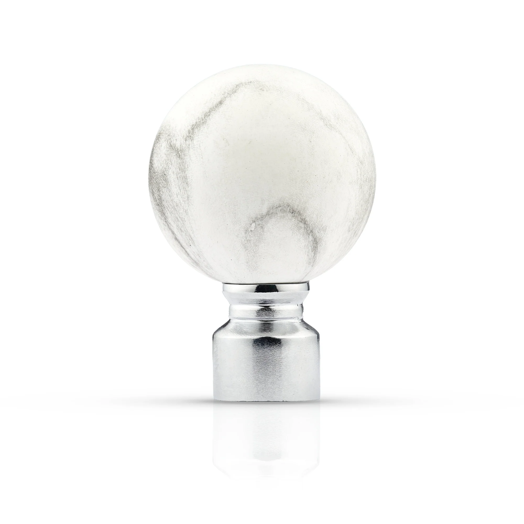 Marble - Extendable Curtain Pole with pair of end finials in Brushed Silver - Image 3