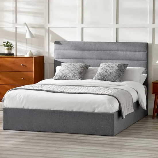 Merida Ottoman Storage 150cm King Bed - Grey - Image 3
