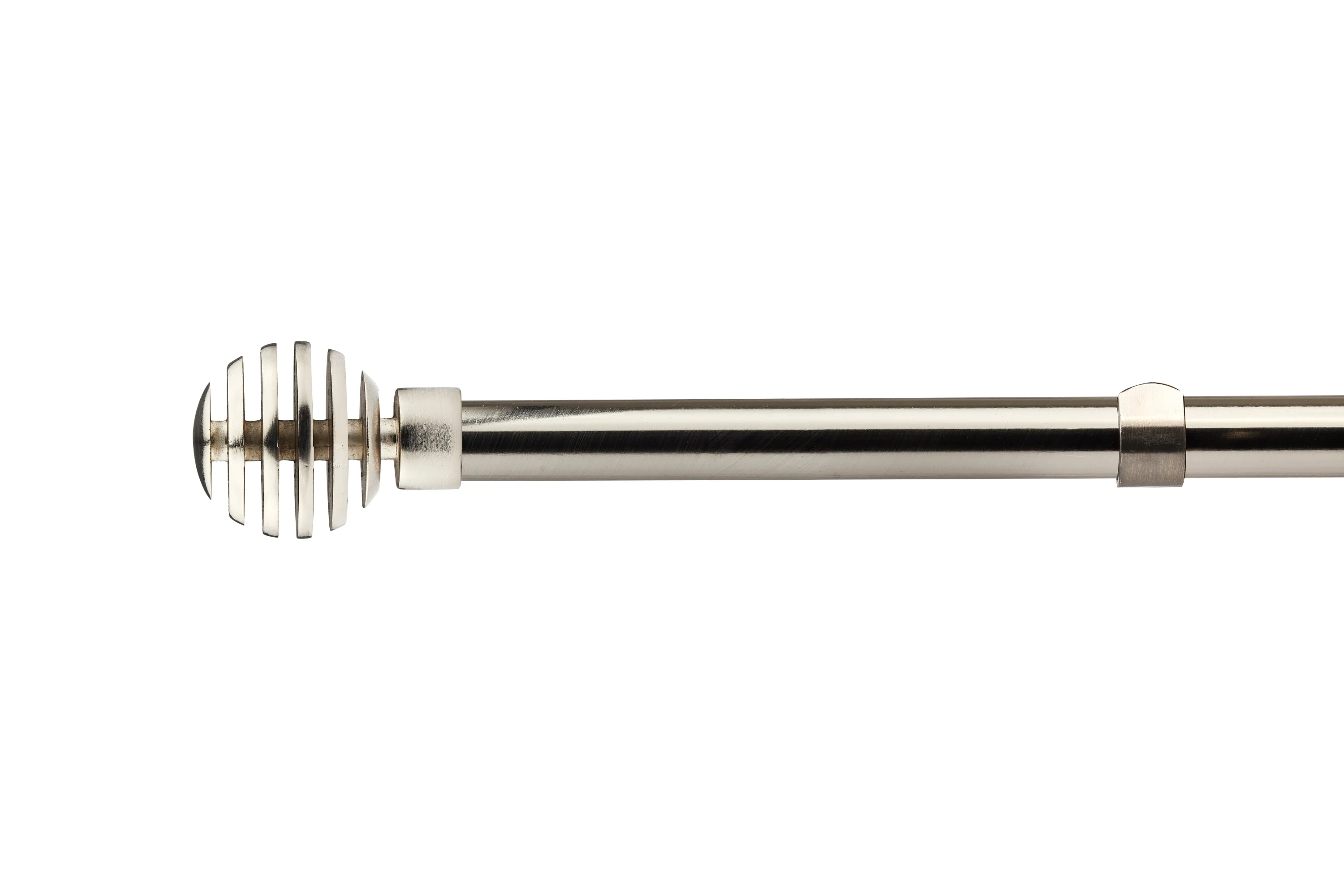 Metal Sliced - Extendable Curtain Pole with pair of end finials in Brushed Silver - Image 2