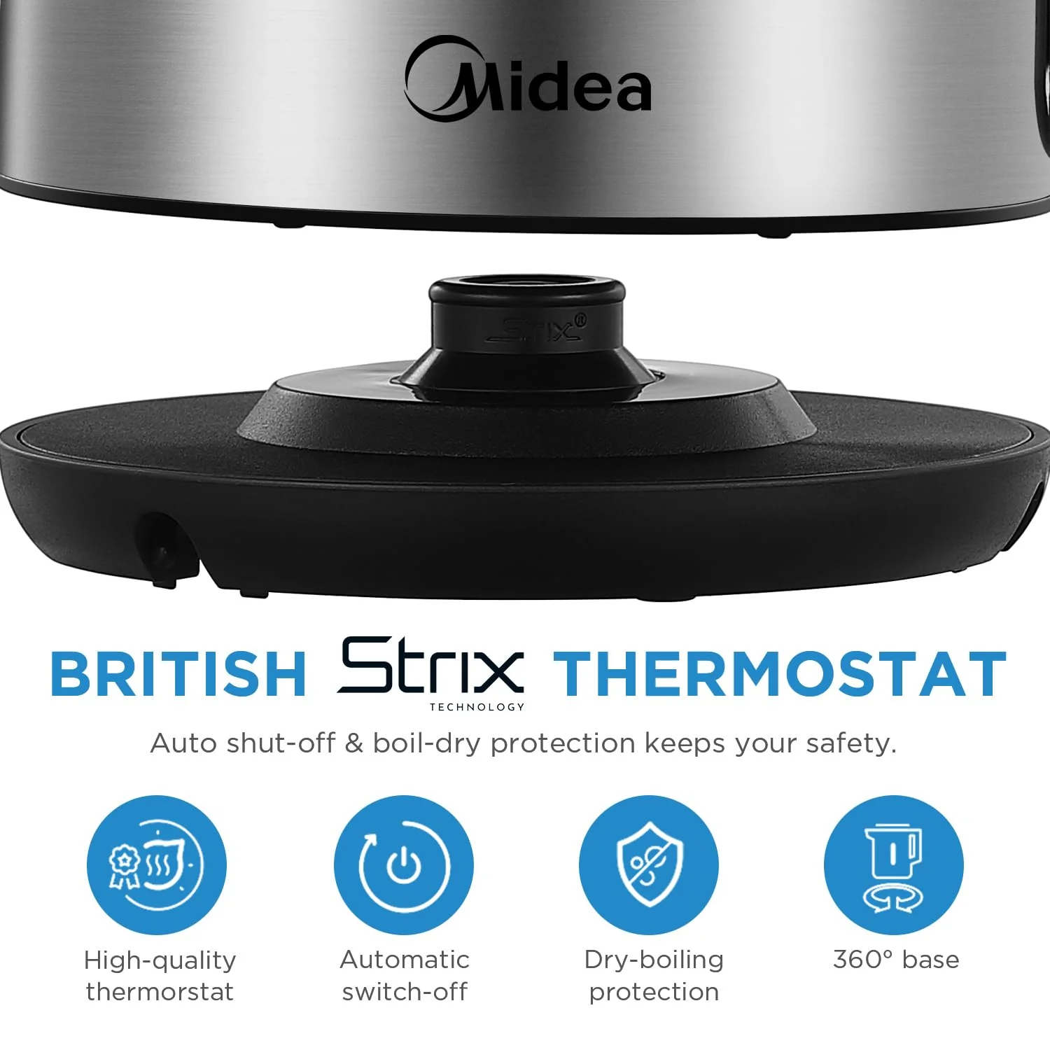 Midea 1.7L 3000W Fast Boil Electric Kettle With Auto Shut-Off And Dry Burn Protection - Image 4