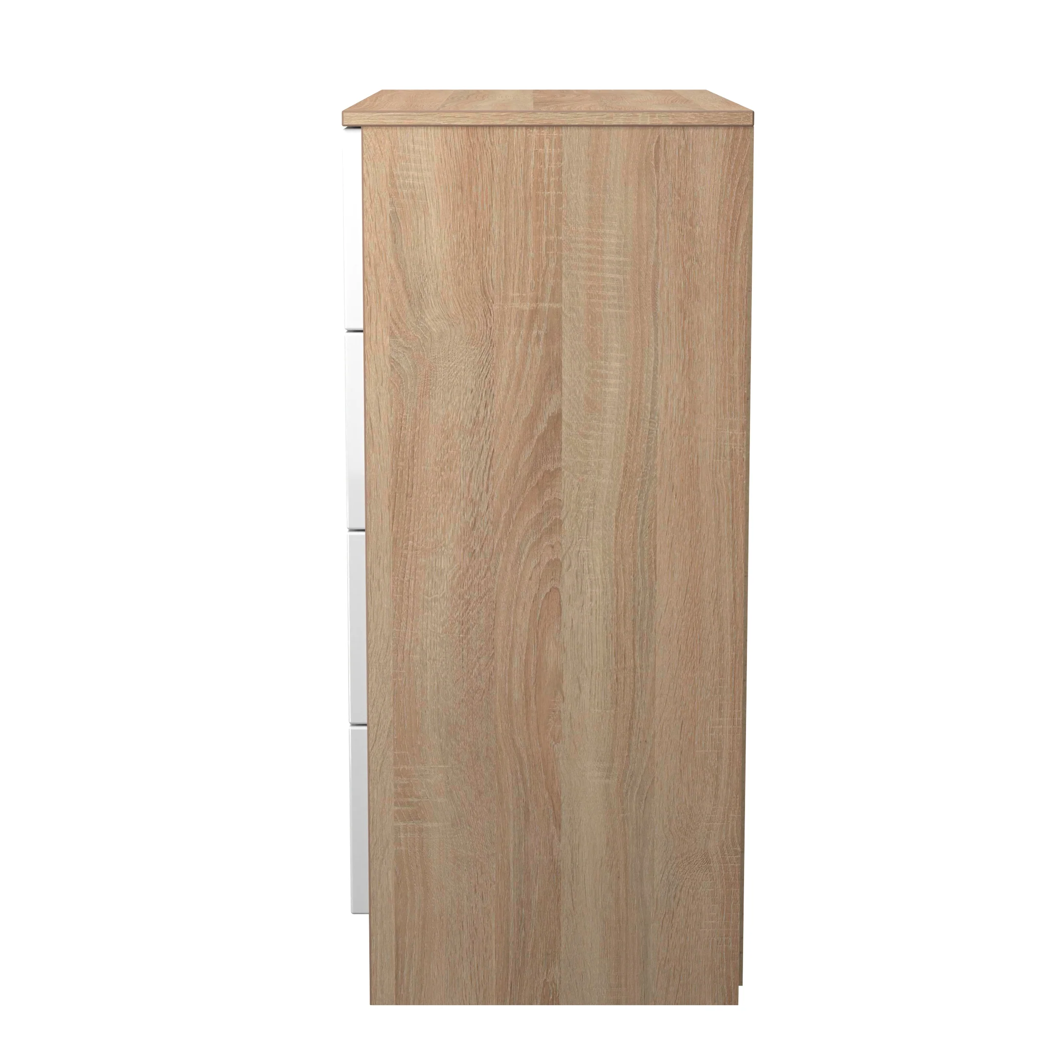 Milan 4 Drawer Chest in White Gloss & Bardolino Oak - Ready Assembled - Image 3