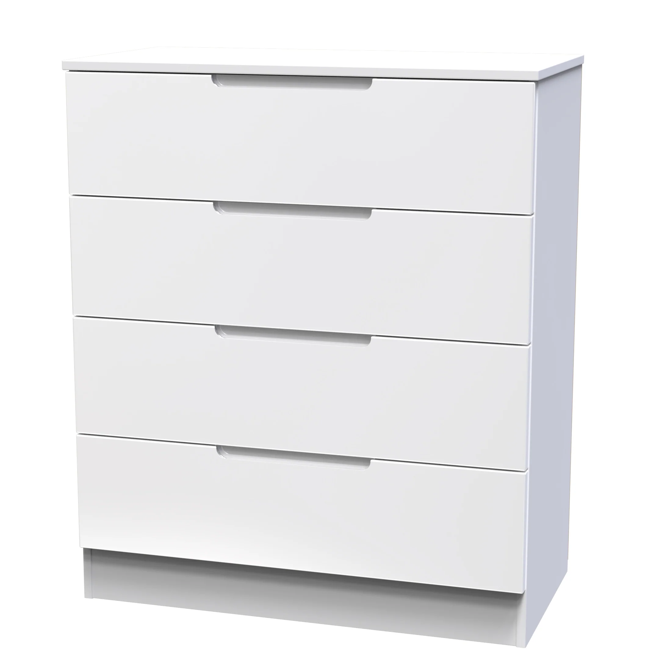 Milan 4 Drawer Chest in White Gloss & White - Ready Assembled - Image 4