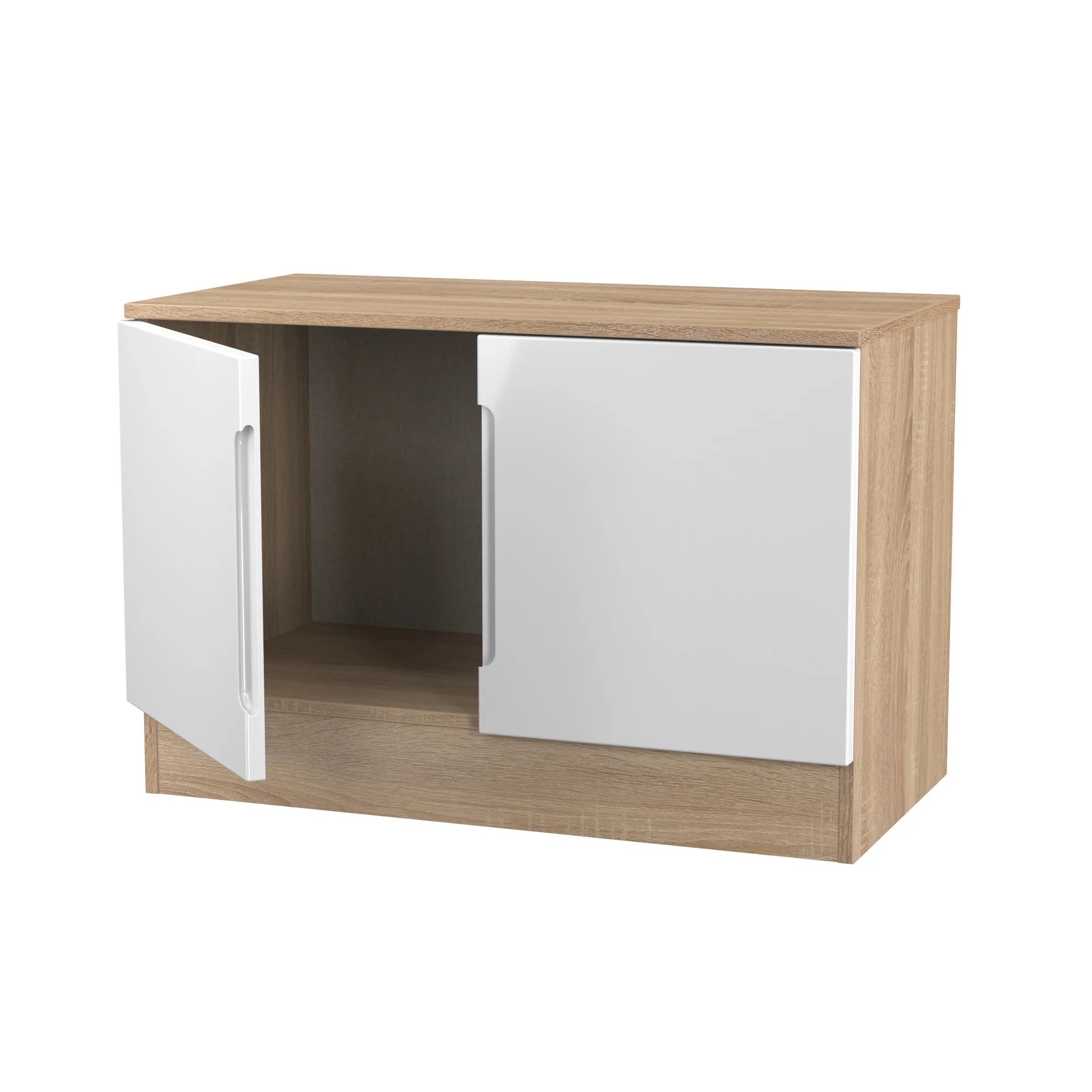 Milan Compact 2 Door TV & Media Unit in White Gloss & Bardolino Oak - Ready Assembled - Image 6